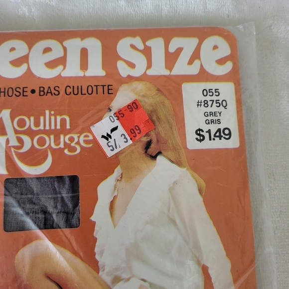Vintage Moulin Rouge Queen Size Pantyhose. Grey. 160-200 Lbs - Picture 2 of 5